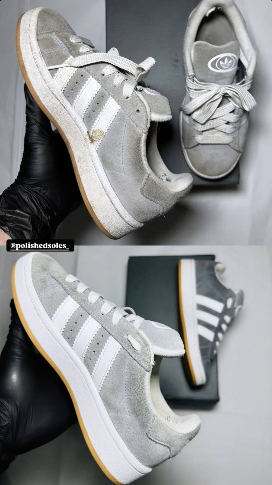 A pair of trainers returned to as-new condition by Polished Soles