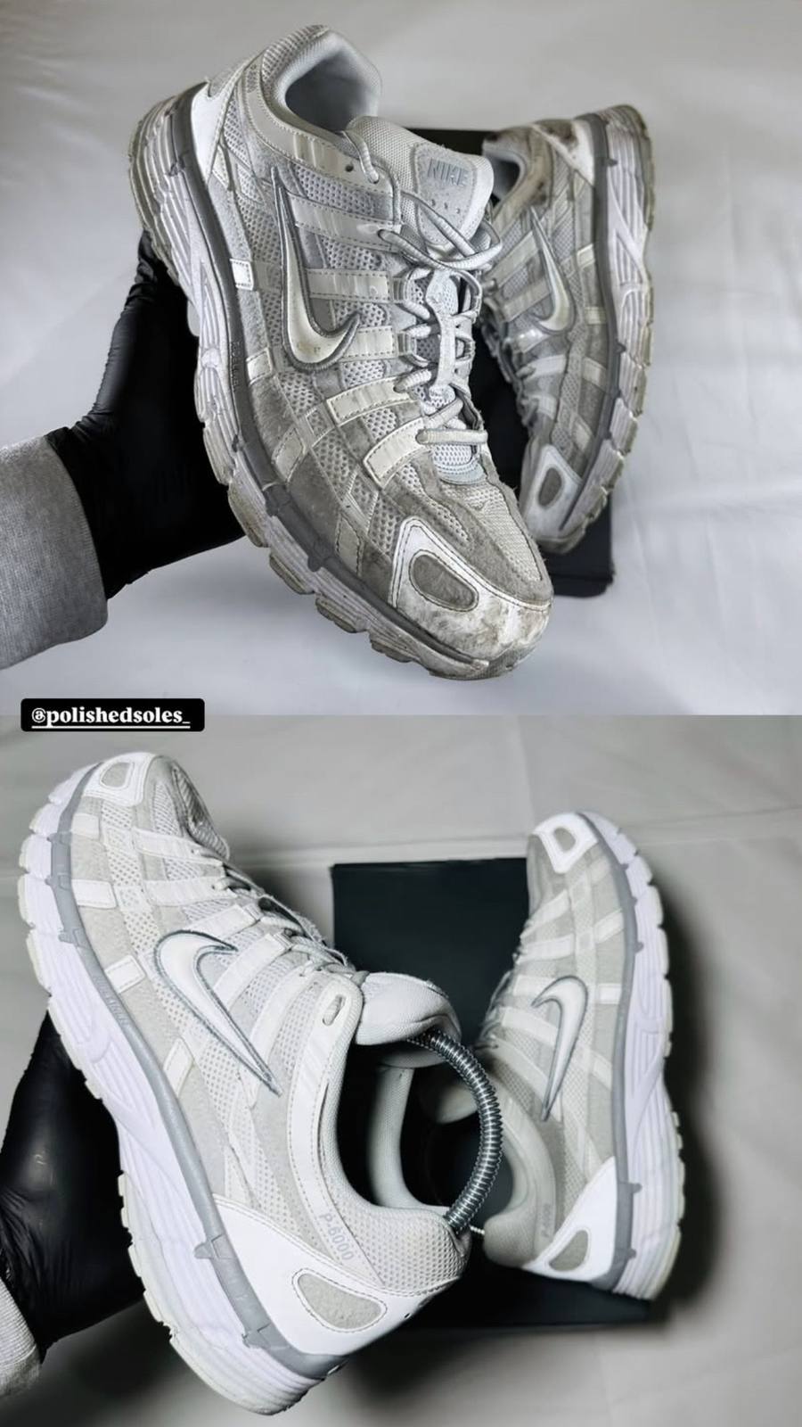 Detail of a restored midsole and upper after treatment